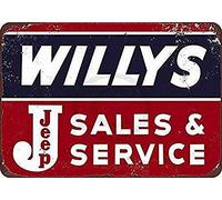 Willys Jeep Ventas y Servicio Retro Metal Pintado Art Poster Metal Pintura Metal Hierro Cartel de la pared de la lata Cartel Decoración Placa Advertencia Bar Cafetería Fiesta Sala de Juego Decoración
