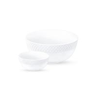 Wilmax - 6 cuencos para ensalada + 1 pieza | porcelana | blanco | elegante | atemporal | estampado en relieve | para aperitivos | no amarillea | apto para lavavajillas | ideal en el set | caja de