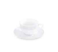 Wilmax Juego de tazas de capuchino, tazas con platillos, juego de café y té, tazas de café, para café, té, postres, set de regalo, color blanco, 170 ml