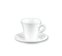 Wilmax OLIVIA Tazas con platillos | Juego de 2 | 90 ml | Tazas de café de porcelana | Blanco | Juego de vajilla para 2 personas | Juego de tazas para café, té, postres | Servicio de café y té