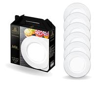 Wilmax - Platos - 6 unidades, 20 cm de diámetro, platos blancos de porcelana, aptos para lavavajillas, platos de desayuno, platos para tartas, en elegante caja de regalo