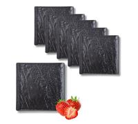 Wilmax - Platos cuadrados (6 unidades, aspecto de piedra, no se deslustra, aptos para el horno, aptos para lavavajillas, para contacto con alimentos, 13 x 13 cm)