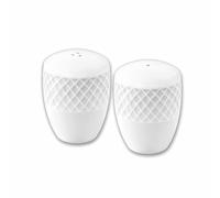 Wilmax - Salero y pimienta de porcelana - Juego de 2 - Blanco - Especiero - Decoración de cocina para el hogar o restaurante - Elegante - Ideal como regalo