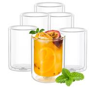Wilmax Vasos térmicos de 200 ml, juego de 6 vasos de doble pared para agua, té, café, cócteles, vasos de té y café, vasos para bebidas calientes y frías, vasos de agua, aptos para lavavajillas