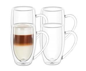 Wilmax | Vasos térmicos de doble pared con asa, taza térmica, juego de vasos latte macchiato, vasos de capuchino con asa, vasos de café, vasos de té, vasos para beber, juego de 400 ml