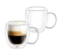 Wilmax | Vasos térmicos de doble pared con asa, vasos para beber, taza térmica, vaso de té, juego de vasos latte macchiato, vasos de café, vasos de capuchino, 2 unidades, 500 ml