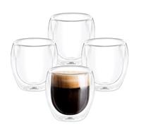 Wilmax | Vasos térmicos de doble pared | Latte Macchiato Vasos de doble pared | Copas de café | Cappuccino | Vasos para beber | Taza de café | Vaso de té | 250 ml | Juego de 4