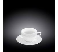 Wilmax WL-880106/AB - Juego de Taza y platillos de Porcelana para Capuchino, Color Blanco, 170 ml de Capacidad