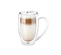 Wilmax WL-888741/a taza de doble pared, capacidad 400 ml, vidrio térmico de doble pared, (vasos de agua de 400 ml), tazas de café de vidrio de doble pared, tazas de café, tazas de té