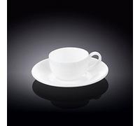 Wilmax WL-993002/AB - Juego de Tazas de café y platillos (Porcelana, 100 ml), Color Blanco