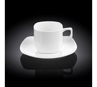 Wilmax WL-993003/6C - Juego de Tazas de té y platillos (Porcelana, 200 ml, 6 Unidades), Color Blanco
