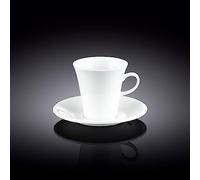 Wilmax WL-993005/2C - Juego de Tazas de café y platillos (Porcelana, 160 ml, 2 Unidades), Color Blanco