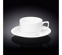 Wilmax WL-993008/AB - Juego de tazas de té y platillos (porcelana, 220 ml), color blanco