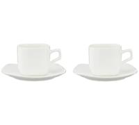 Wilmax WL-993041/2C - Juego de Tazas de café y platillos (Porcelana, 90 ml, 2 Unidades), Color Blanco
