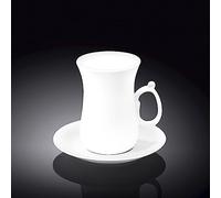 Wilmax WL-993087/6C - Juego de Tazas de té y platillos (Porcelana, 120 ml, 6 Unidades), Color Blanco