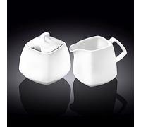 Wilmax WL-995028/2C - Juego de azucarero y jarrita de Leche (Porcelana, 2 Unidades), Color Blanco