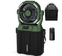 Wilody Ventilador de nebulización portátil de 20000 mAh, batería recargable, ventilador de cubo de 6 L para exteriores con luces LED, control de velocidad continuo y niebla de refrigeración