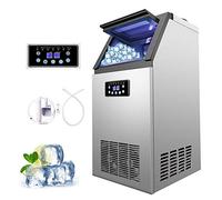 WILPREP 480W Máquina de Hacer Hielo Industrial, 41kg/24 h, Máquina para Hacer Cubitos de Hielo de Acero Inoxidable, Panel de Control LCD Inteligente, para Cafeterías, Bares, Hoteles