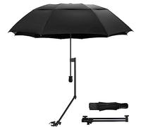 WILRAY Paraguas ajustable UPF 50+, paraguas de golf con abrazadera universal ajustable, para sillas, bolsas de golf, cochecitos, silla de ruedas, patio, paraguas portátil, apertura y cierre manual