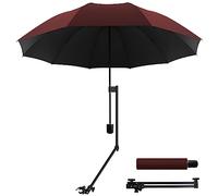 WILRAY UPF 50+ Paraguas Ajustable de Golf Con Abrazadera Universal Para Sillas, Bolsas de Golf, Cochecitos, Silla de Ruedas, Patio - Portátil, Apertura Manual y Cierre