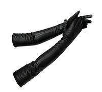 WILsem Guante Largo de Piel de Oveja para Mujer, Guantes Negros, Mitones auténticos para Mujer, Estilo de Forro Fino, Manga para el Brazo