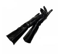 WILsem Guante Largo de Piel de Oveja para Mujer, Guantes Negros, Mitones auténticos para Mujer, Estilo de Forro Fino, Manga para el Brazo