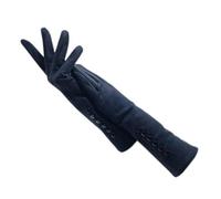 WILsem Guantes de invierno para mujer, ante grueso, negro, gris, beige, azul oscuro, marrón claro, largo, 35CM