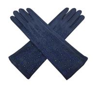 WILsem Guantes de invierno para mujer, ante grueso, negro, gris, beige, azul oscuro, marrón claro, largo, 35CM