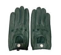WILsem Guantes de Piel de Cabra para Hombre, Color sólido, clásico, Cuero Simple, Fino, para Moto, Invierno, Color Verde Oscuro, Manoplas para Conducir