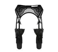 WILsem Medias de seda negras y rojas con ligas de encaje S, M, L, XL, ultrafino, sexy, para mujer