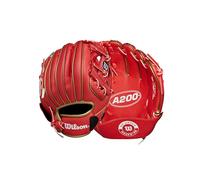 Wilson A200 Ez Catch Guante T-Ball, Unisex-Adolescente, Rojo/Dorado metálico, 9"