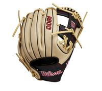 Wilson 2024 A900® PF115 Pedroia Fit™ - Guante de béisbol de cuadro de 11.5 pulgadas, rubio/negro/rojo, tiro a mano derecha