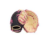Wilson 2027 A2000® 1673SS - Manopla de béisbol de primera base de 33 cm, lanzamiento de mano izquierda, rubio/negro/flamenco