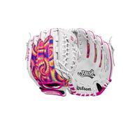 WILSON A440 Guante de sóftbol Juvenil Outfield, Unisex-Adolescente, Blanco/Rosa/teñido Anudado, 12"
