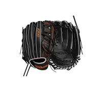 Wilson 2024 A700 - Guante de béisbol de 12.5 pulgadas, color negro/plateado/naranja, para lanzar a la derecha