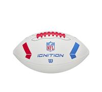 Wilson Balón de Fútbol Americano NFL Ignition, Hecho de Cuero Compuesto, Todo Tipo de Clima, Cordones Más Anchos y Logotipo de la NFL, Color Blanco, Tamaño Juvenil