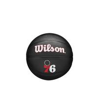 Wilson Balón Mini NBA Team Tribute, Cuenta con Canales de Precisión y un Agarre Dinámico con Estabilidad de Aire Mejorada, Aprobado por la NBA, Equipo: Philadelphia 79ers, Color: Negro, Talla: 3