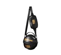Wilson Bolsa de Baloncesto 3 en 1, Oro/Negro | Bolsa de baloncesto, lona de poliéster resistente, para transporte de 1 balón oficial, diseño desmontable 3 en 1 con cordón