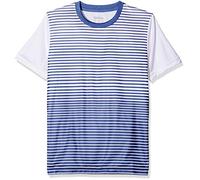 Wilson Camiseta de tenis de manga corta para niño, B Team Striped Crew, Poliéster, Azul/Blanco, Talla: S, WRA767203