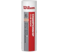Wilson Championship Volantes de bádminton, Velocidad 78, Plástico/Corcho Natural, WRT6042WH78, Championship, Blanco, Tubo de 6 Unidades