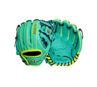 Wilson Fall 2024 A2000® DP15SS - Guante de béisbol de cuadro de 11.5 pulgadas, lanzamiento de mano derecha, espuma de mar/amarillo óptico