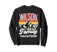 Wilson Family Vacation Mountain Retro Sunset Matching Sudadera