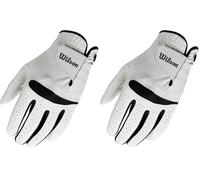 Wilson Feel Plus Guante de Golf para Hombre, Hecho con Cuero de Calidad, Agarre Mejorado y Control del Sudor, Color: Blanco, Talla: L (Mano Izquierda) (Paquete de 2)