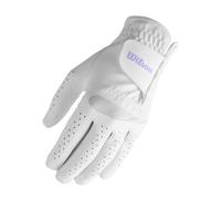 Wilson Feel Plus Guante de Golf para Mujer, Agarre Robusto y Control Superior, Tecnología de Absorción de Humedad, para Todas Las Condiciones Meteorológicas, Mano Izquierda, Color: Blanco, Talla: S