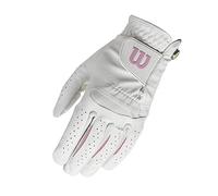 Wilson Feel Plus Guante para Mujer, Proporciona Sujeción Fiable, con Control de la Humedad y Flexibilidad Mejorada, Mano Izquierda, Color: Blanco, Talla: L
