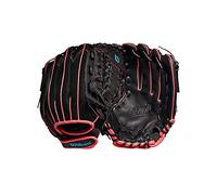 Wilson Flash 12 Pulgadas Guante de sóftbol, Niña, Negro/Rosa/Azul Tropical
