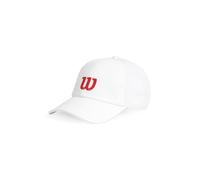 Wilson Gorra Perforada Active, Gorra Dinámica con Banda de Secado Rápido y Corona Estructurada, Diseño Aireado y Ajuste Regulable, Color: Blanco/Rojo, Talla: LXL