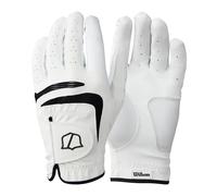Wilson Grip Plus Guante de Golf para Hombre, Agarre Óptimo, Diseño de Malla Transpirable y Detalles Reflectantes, Color: Blanco/Negro, Talla: ML (Mano Derecha)