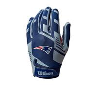 Wilson Guantes de Fútbol Americano AD NFL, Ajuste Elástico, Ajuste Seguro y Agarre Firme, Transpirable, Rendimiento Óptimo, Equipo: New England Patriots, Color: Azul/Rojo, Talla para Adulto