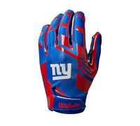 Wilson Guantes de Fútbol Americano AD NFL, Ajuste Elástico, Ajuste Seguro y Agarre Firme, Transpirable, Rendimiento Óptimo, Equipo: New York Giants, Color: Azul/Rojo, Talla para Adulto